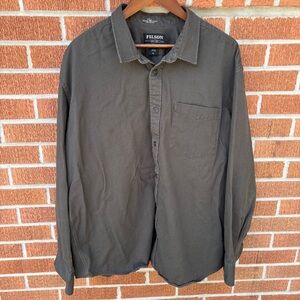 C.C. Filson Co. 6.5 oz Durable Drill Chino Button Up Shirt Men’s XL Olive Gray